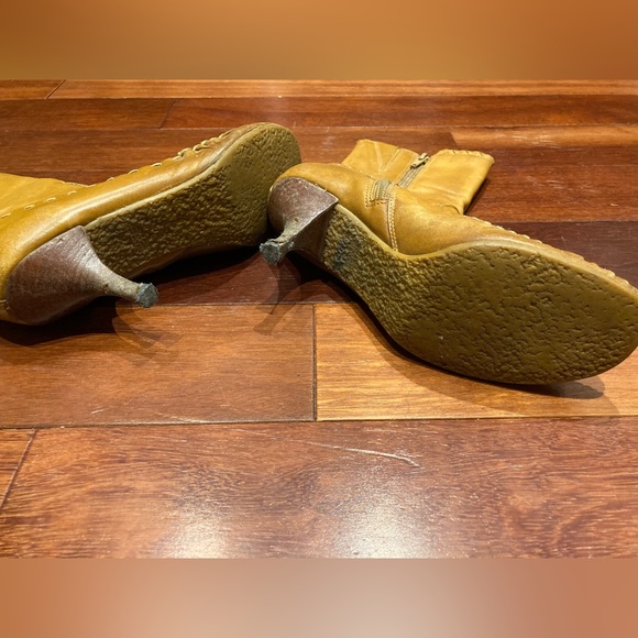 Vintage High Heel Leather Mocassin Cognac Ankle Boots - Picture 8 of 9